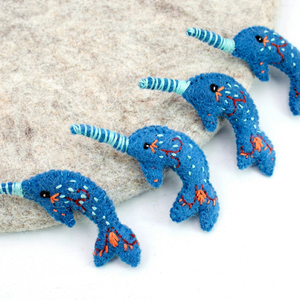 Adorno de Delfín Miniatura Cosido en Fieltro de Lana, Juguete Educativo con Temática Oceánica para Niños, Juego de Imitación de Criaturas Marinas - Product Image 1