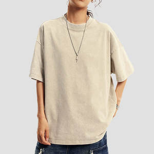 Logotipo personalizado al por mayor de gran tamaño en blanco hombres 100% algodón camiseta impresión Vintage algodón orgánico camisetas lavado ácido camiseta - Product Image 4