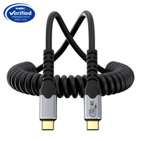 Câble USB-C vers USB-C spiralé 100W PD à charge rapide, transfert de données 20 Gbit/s, vidéo 4K, en TPU anti-emmêlement pour voiture, ordinateur portable, téléphone