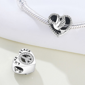 Pulsera original de latón blanco con cuentas – Joyería DIY con diseño de paloma de la paz, accesorio personalizado para mujer - Product Image 5