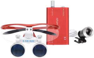 Lupas Binocular para uso médico Dental, lupa de vidrio óptico de 2.5X/ 3.5X 420mm con luz LED de cabeza de 1W, caja de aluminio de cuatro colores - Product Image 2