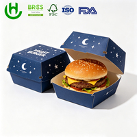 Caja de Cartón Rosa Personalizada para Hamburguesas, Envase Desechable Tipo Concha para Comida para Llevar y Comida Rápida