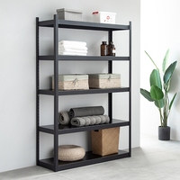 Étagères en acier noir à 5 niveaux sans boulons, rangement métallique multi-niveaux pour la maison, la cuisine, l'entrepôt, durables et faciles à assembler