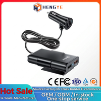 Câble USB rétractable 4 en 1 à chargement rapide Ports de chargement Mini chargeur de voiture universel 4 ports