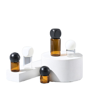 Flacon d'<span class=keywords><strong>essence</strong></span> à bouchon sphérique <span class=keywords><strong>original</strong></span> de 1 à 5 ml, transparent brun, bouchon à vis, échantillon de voyage, recharge, flacon d'huile essentielle - Product Image 4