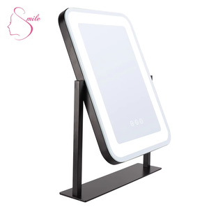 <span class=keywords><strong>Espejo</strong></span> de tocador LED estilo circular, rotación de 360 grados, mesa de maquillaje de escritorio, acabado de Metal de vidrio, silicona táctil cuadrada - Product Image 1