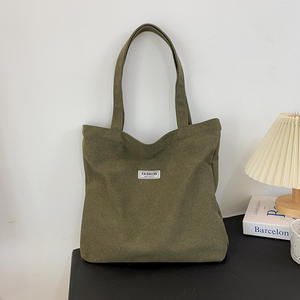 Sac fourre-tout en toile épaisse et lavée pour femme, grande capacité, sac à main/sac à bandoulière simple pour les trajets quotidiens. - Product Image 4