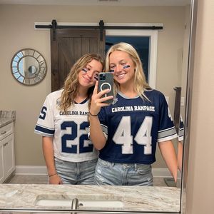 Custom Crop Football Jersey For Women V-<b>Neck</b> Personalized With Name Number Streetwear Style 140g Fabric - Product Image 4