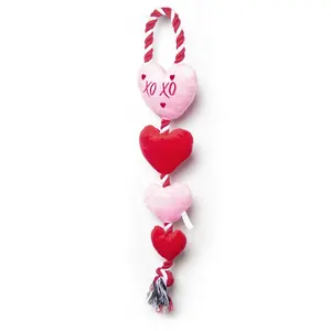 Tương tác con chó ropetoy withball econatural dogropetoy dây Ngày Valentine trái tim trên sợi dây thừng "XOXO" màu đỏ/màu hồng + Tùy chỉnh đồ chơi sang trọng