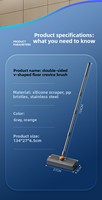 Escobilla de Goma para Pisos con Ángulo Ajustable, Escoba de Empuje para el Hogar, Cuchilla de Silicona para Vidrios, Palo de Acero Inoxidable, Junta Flexible para Baño