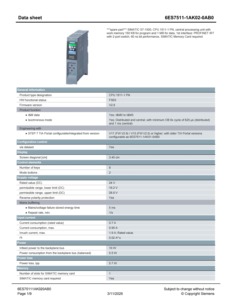 CPU Siemens S7-1500 1511-1PN (6ES7511-1AK02-0AB0) |   Programa de 150 KB, Datos de 1 MB |   PLC |   220V |   Garantía de 12 meses | - Product Image 6