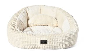 Cama para Perro con Patrón de Cuadros al por Mayor Cómoda y Cálida en Beige y Negro con Cojín Decorativo - Product Image 3