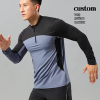 89% poliéster 11% spandex Entrenamiento Fútbol Cuarto Cremallera Manga larga Logotipo personalizado Camiseta de manga larga