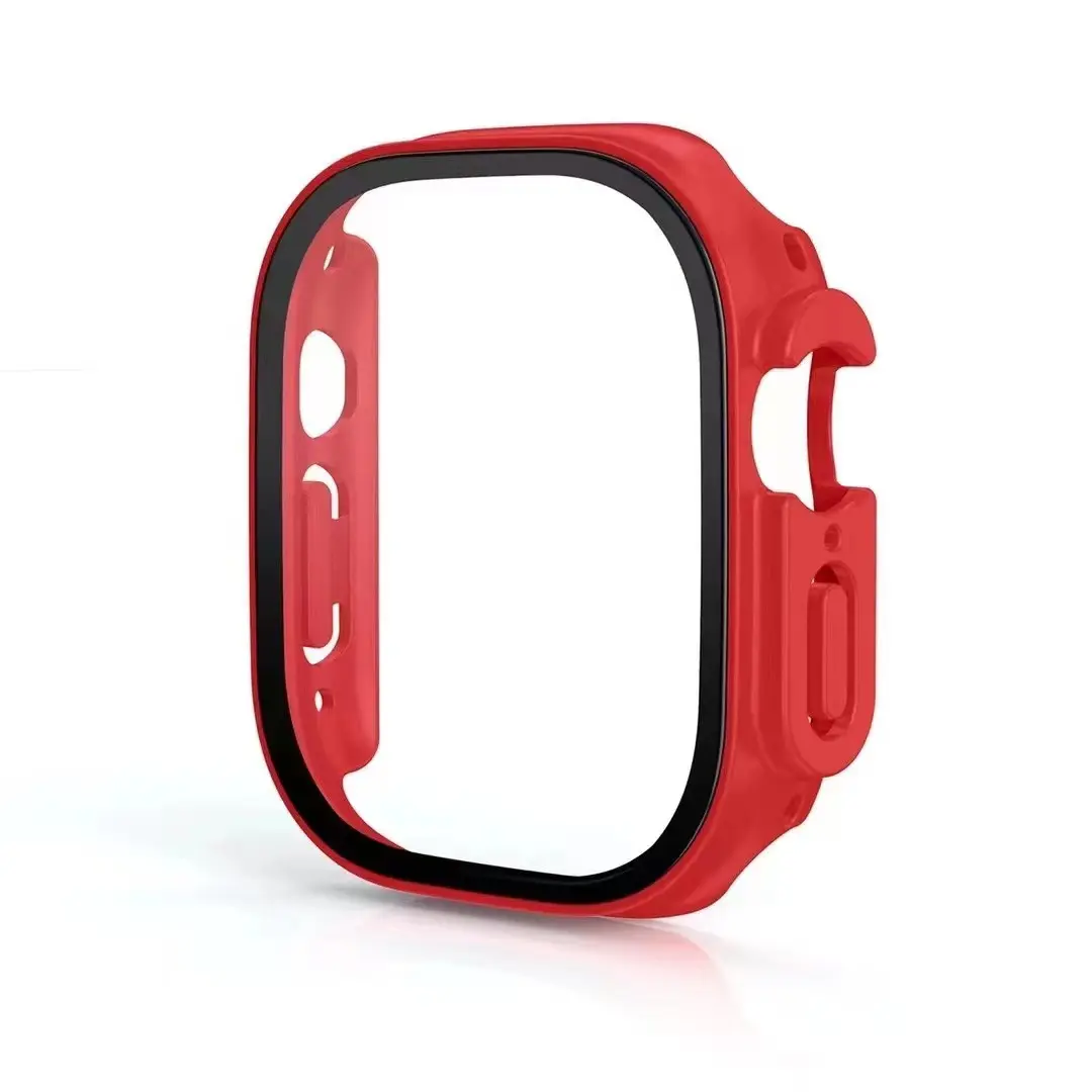 Nueva llegada PC + vidrio templado 2 en 1 funda protectora de reloj para Apple Watch 38mm 40mm 41mm 42mm 45mm 49mm cubierta de reloj