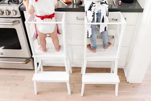 Wood Toddler Stand Kids Kitchen <strong>Step</strong> <strong>Stool</strong> with Safety Rail CPSC Certified for Toddlers Learning Tower - Product Image 6