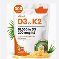 300 capsules molles de Vitamine D3 et K2 avec huile de coco, complément alimentaire naturel pour adultes, soutien immunitaire, complexe D&K 2-en-1