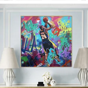 Retrato de grafiti callejero para decoración del hogar, póster de Arte de Kobe Bryant, gran jugador de baloncesto, lienzo de pintura, arte de pared