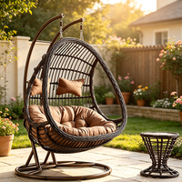 Fauteuil suspendu double pour l'extérieur, chaise œuf en rotin avec support métallique, idéal pour le jardin, le parc, l'hôtel, la maison ou le balcon