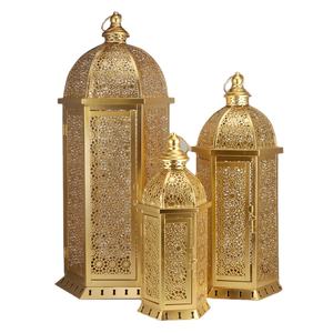 Ensemble de trois lanternes métalliques de <span class=keywords><strong>grande</strong></span> taille, décoration de mariage marocaine, ensemble de lanternes suspendues au sol, lanternes du Ramadan pour la décoration des fêtes - Product Image 2