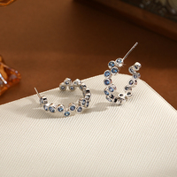 Boucles d'oreilles irrégulières en argent sterling 925 pour femmes, design géométrique abstrait, accent en zircone cubique, bijoux de luxe, cadeau