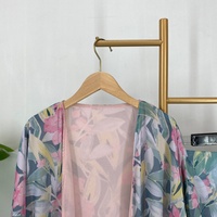 Abaya ouverte en polyester imprimé floral élégante et de qualité supérieure, avec hijab assorti, en mousseline respirante et légère, robe de mariée musulmane pour l'été