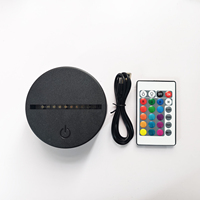 Base de lampe LED 3D en gros avec télécommande et contrôle tactile, fonctionne avec 3 piles AA