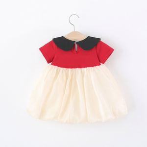 Layered 3D Princess Silhouette Contrast Collar Short Sleeve Bud Dress for <strong>Toddler</strong> Girls Ideal for Party Daily Wear - Product Image 2