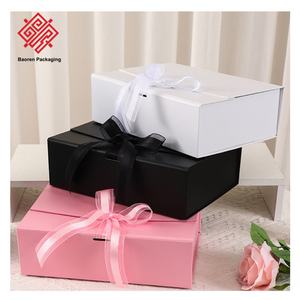 Boîte pliante en carton rigide avec fermeture magnétique, ruban exquis, style enveloppe, livraison immédiate, Baoren - Product Image 4