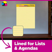 Paquete de 25 pulgadas. X 30 pulgadas. Líneas de papel amarillas, ideal para profesores virtuales y estudiantes, cuadernos de bocetos de notas adhesivas, paquete de 4 blocs