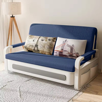 Canapé-lit pliant multifonctionnel moderne Mobilier de salon simple et double avec cadre en métal Rangement en tissu pour appartement