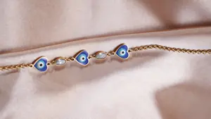 18K altın kaplama paslanmaz çelik emaye şeytan göz bileklik kalp Charm Trendy zarif tasarım özelleştirilebilir sevgililer hediye kadınlar - Product Image 2