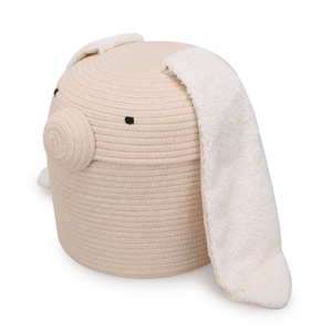 Cesta de Almacenamiento con Tapa, Diseño de Conejo con Orejas Largas, de Cuerda de Algodón Ecológica, Redonda, para Habitación Infantil, Guardería, Organización del Hogar, Decoración - Product Image 1