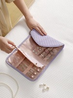 Sac de rangement pour bijoux de voyage, pliable, en cuir PU, étui de rangement pour bijoux, pochette à fermeture éclair multi-poches pour femmes, logo personnalisé OEM