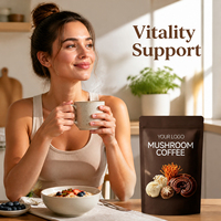 Poudre de café aux champignons sans sucre, saveur douce, en gros usine, personnalisable, avec extrait de feuille de lotus et de Reishi, pour la perte de poids chez l'adulte, OEM ODM
