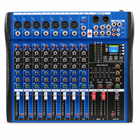 Console de mixage audio professionnelle 8 canaux avec Bluetooth, lecteur MP3 USB, alimentation fantôme 48V et égaliseur 3 bandes pour scène, KTV et système de sonorisation