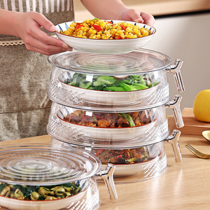 Nouveau couvercle alimentaire isolant multicouche transparent anti-insectes avec poignée pour la maison - Product Image 2