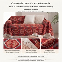 Housse de canapé marocaine à pompons en chenille rouge, motif géométrique vintage américain, pour coussin et canapé, vente en gros