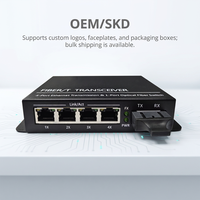 Convertisseur de média fibre optique TiNCAM 10/100/1000 Mbps 4 ports PoE 1 SC 20KM SM Duplex 4 RJ45 Gigabit Plug and Play pour CCTV