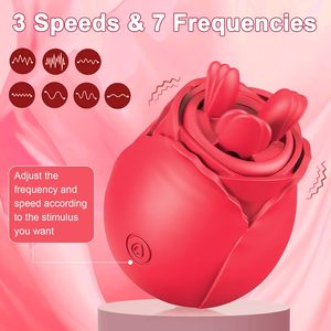 Juguete sexual con forma de rosa con 10 frecuencias, lengua desmontable <span class=keywords><strong>que</strong></span> lame y vibra, vibrador de estimulación del punto G para mujeres - Product Image 4