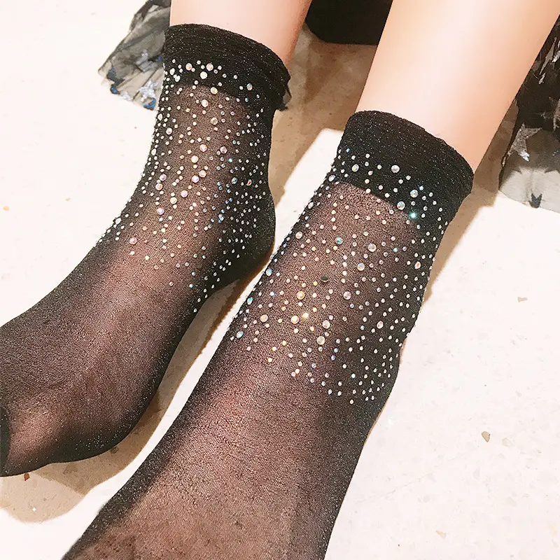 Оптовая продажа, яркие шелковые тонкие носки, сексуальные короткие шелковые чулки, женские прозрачные носки с ворсом