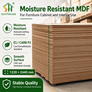 Panneau MDF E1 résistant à l'humidité 1220x2440mm, panneau de fibres à densité moyenne pour découpe CNC, fabrication de meubles et d'armoires - Product Image 1