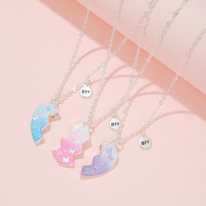Venta caliente gradiente Color amor Patchwork collar magnético dulce BFF Color bloque buen amigo collar conjunto - Product Image 2