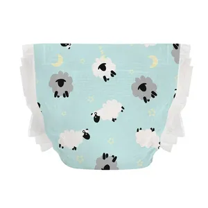 Soft and Breathable Disposable Printed PE Film Magic Tape Fluff Pulp Baby Diapers