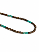Collier ras du cou en pierre naturelle et coquille de noix de coco, perles et disques en bois, style bohème, avec rallonge pour femme