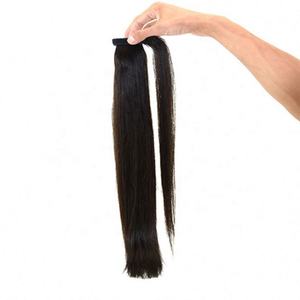 Extensions de cheveux en queue de cheval à clipser, 100 % cheveux vierges brésiliens, extensions de cheveux Remy, sans nœuds et sans perte de cheveux, vente en gros - Product Image 2