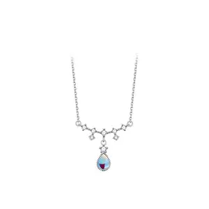 Light Luxury 925 argent sterling pierre de lune planète astéroïde femmes pendentif haute joaillerie collier coeur bleu pierre charme collier