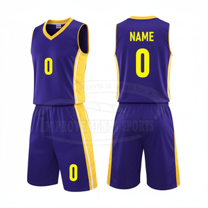 Uniformes de baloncesto antiarrugas para hombres fabricados en poliéster de material duradero - Product Image 1