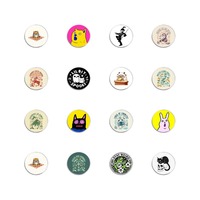Pin Kerah Bulat Cetak POD Motif Binatang Retro Warna-warni Beragam Desain Campuran Bahan Zinc Alloy Untuk Pakaian Sehari-hari dan Tas Ransel