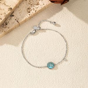 Pulsera de Plata S925 con Circonita Cúbica Redonda en Tono Aqua, Cadena Ajustable, Joyería Elegante y Minimalista, Regalo Ideal - Product Image 3