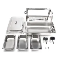 Plat de service rectangulaire pliable 9L en acier inoxydable, design occidental, écologique, pour buffet, chauffe-plat et réchaud de buffet